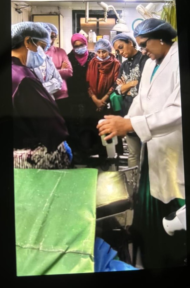 Clinical colposcopy demonstration with the training group